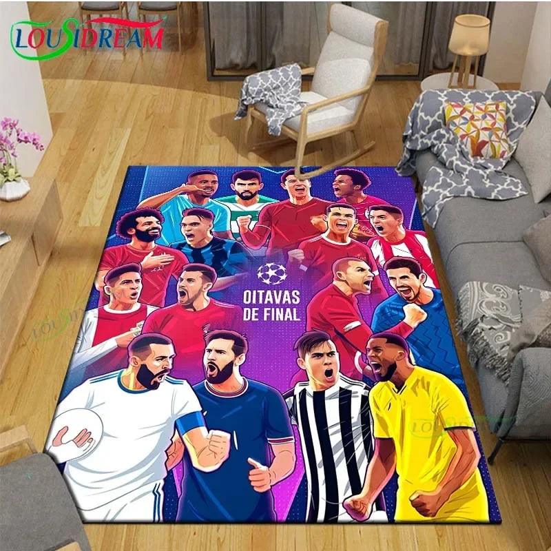 שטיח של דמויות מעולם הכדורגל לחדרי ילדים מתנה ליום הולדת בגדלים שונים